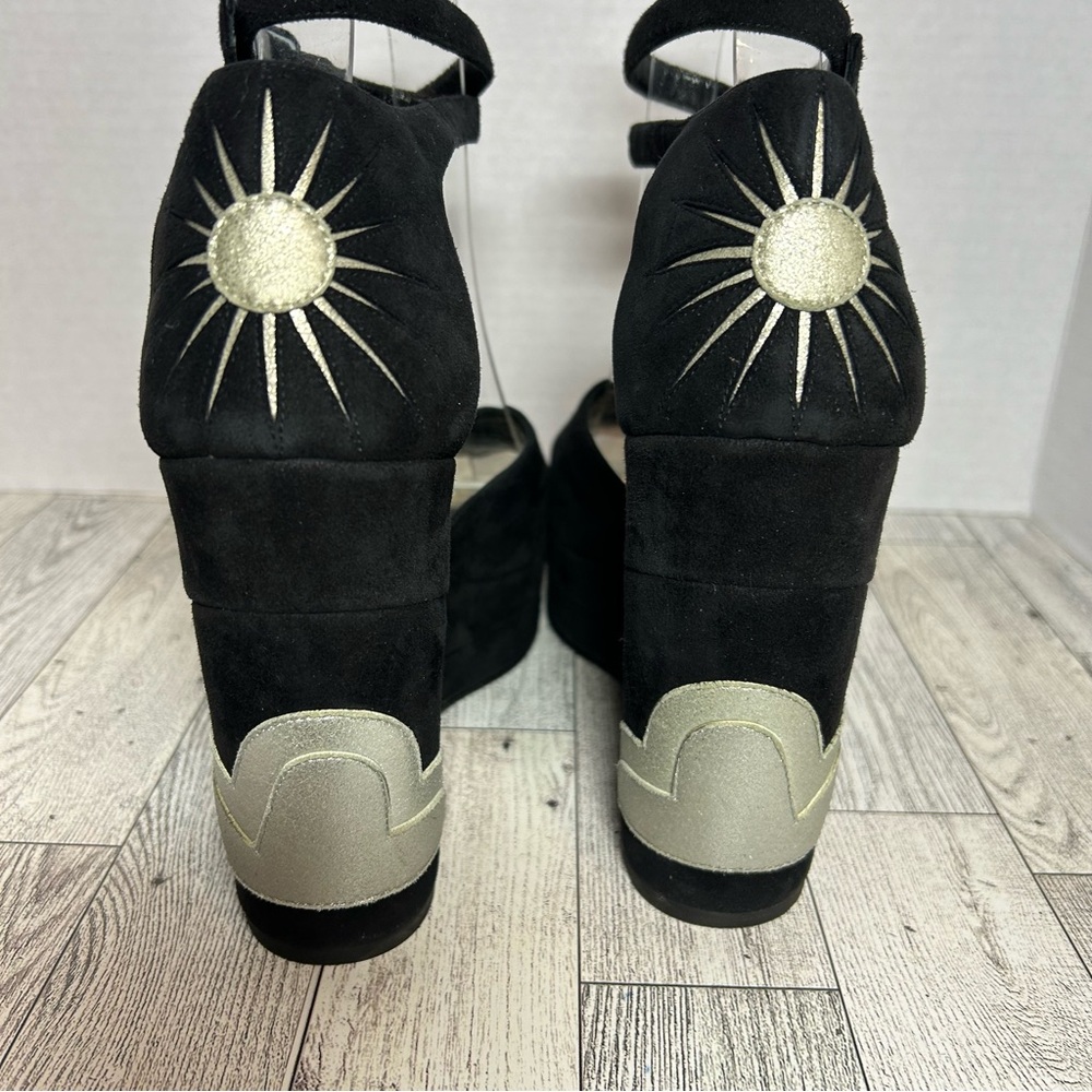 Hermes Tournis wedge sandals black celestial witch Halloween size 38 RARE - Picture 7 of 16